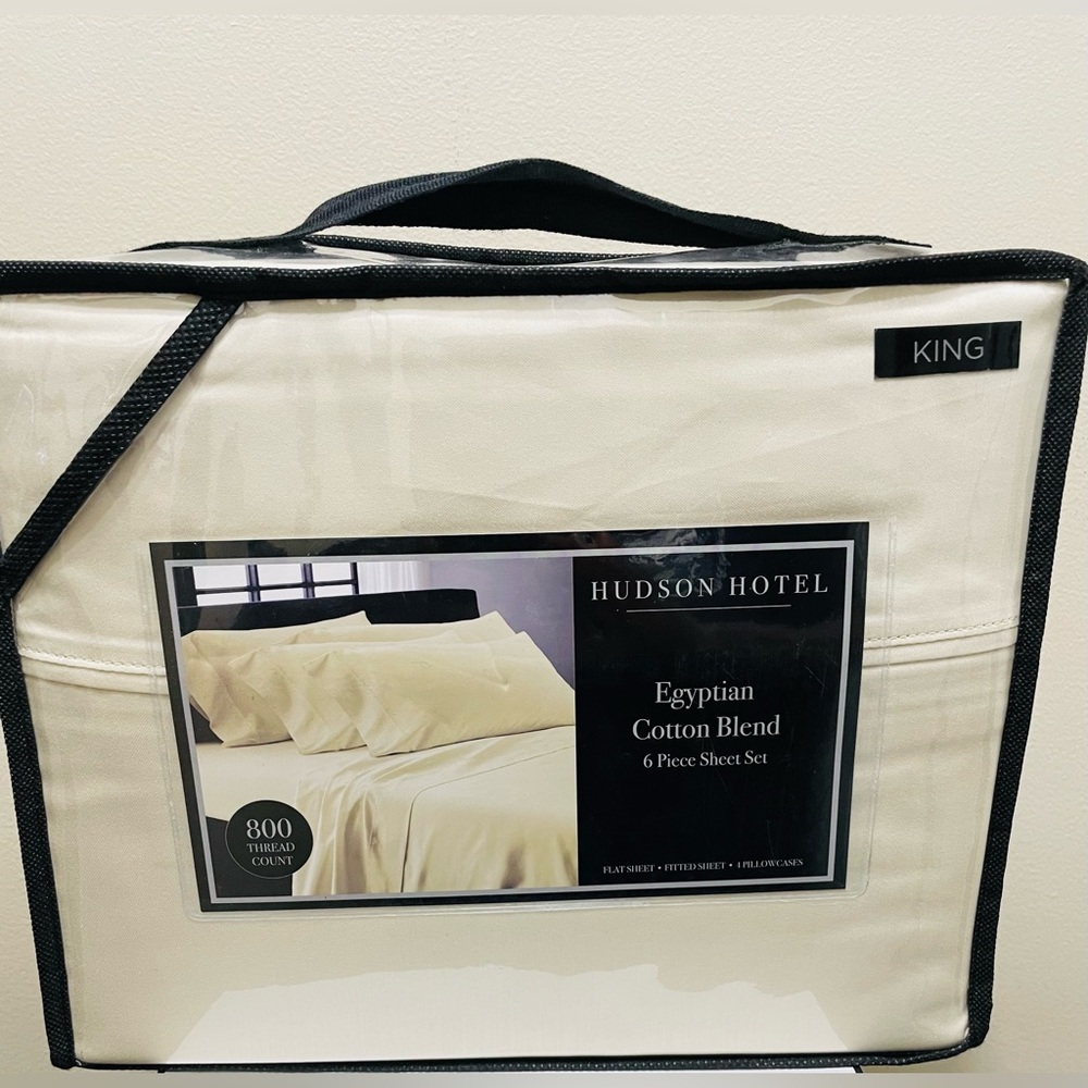 H By Hudson Cream Egyptian Cotton Blend Sheet Set
